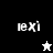 Pixelated text 'rexi' appears on black, white, and gray backgrounds with a small star symbol below the top-left instance.