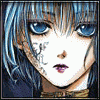 20 identical anime-style character faces with blue hair, blue eyes, and dark clothing showing subtle facial expression variations