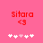 Red text 'Sitara' and '<3' on pink background with white and pink heart icons, two variations of heart positions.