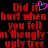 Red pixelated text on black background with a pink heart symbol, displaying repeated phrases and distorted words.