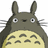 Two pixelated gray Totoro figures with yellow bellies, one with yellow text overlay reading "I LOVE TOTORO <333333".