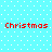 Four identical red pixelated "Christmas" texts arranged in a on a light blue background with white dots