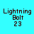 Four identical pixelated text displays of "Lightning Bolt 23" on cyan background with blue horizontal bars in different positions.
