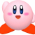 A contact sheet of 13 animated frames showing a pink Kirby character with orange wings, some frames featuring text and heart symbols.