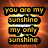 Pixelated text reads "YOU ARE MY SUNSHINE" in four stacked lines with black outlines on a gradient orange background.
