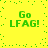 Yellow background with green pixelated text 'Go LFAG!' repeated four times in a , surrounded by scattered green dots