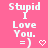 Pixelated text on pink background with smiley face and heart symbols, showing animation change in heart symbol.