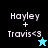 Four display 'Hayley + Travis<3' text with a star icon changing from cyan to black against varying backgrounds