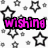Pixelated text on a star-patterned background with colored lettering and punctuation.
