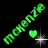 Animated contact sheet showing three frames of a green text-based buddy icon with hearts and sparkles on black background.