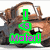 Animated image of a cartoon character with brown fur and large eyes, displaying text in green boxes over its face.