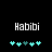 Pixelated text 'Habibi' above a of cyan and teal puzzle-piece icons on black background