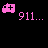Pixelated pink ambulance icon, '911...' text, heart symbol, and 'teenage brake' text on black background.