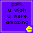 Purple square with yellow border containing pixelated text and a small Pac-Man icon in the bottom-right corner.