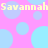 Pixelated text 'Savannah' repeats across a pink background with light blue circles, some of which are partially cut off.