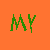 A static image of green pixelated text on an orange background with a gray bottom section, displaying the phrase "MY CROCODILE ATE YOU!!!" in various positions across multiple frames.