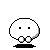 Pixelated white oval character with black eyes and mouth, standing on a black base against gray background; multiple expressions including neutral, smiling, crying, and surprised.
