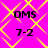A static image with a bright pink background overlaid by yellow diamond-shaped patterns, featuring four identical text blocks reading "OMS" above "7-2" in black pixelated font.