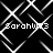 Black-and-white pixelated with white lines forming diamond shapes over a black background, displaying four instances of the text 'Sarahnw73' in different positions