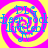 Four identical circular icons arranged in a , each with a yellow and pink spiral background and blue text reading "DLG" and "sheeprock!"
