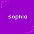 Purple background with repeated white text 'sophia' and pink star patterns in pixelated style.