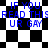 Blue pixelated text "IF YOU READ THIS UR GAY" on a black-and-white checkered background with distorted checkerboard patterns.