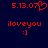 Red pixelated text and symbols on dark blue background, with one version showing a heart symbol replacing the 'o' in 'love'.