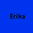Four display the name 'Erika' in black text on blue backgrounds with varying light effects
