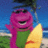 A split-screen animated contact sheet showing a cartoon character on the left and green text on a purple background on the right, with visible pixelation and dithering effects.