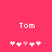 A pink background displays two identical 'Tom' text labels above of pixelated heart icons, with one heart in each colored pink instead of white