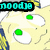 Pixelated cartoon character with yellow hair and green eyes, wearing blue and yellow clothing, with text overlays changing from 'moodje' to 'fup106'.