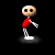Pixelated character in red shirt and white pants performs sequential arm movements across with text below reading HAHA THATS SO NOT FUNNY