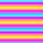 A static contact sheet showing two frames of a 2-frame animation with rainbow stripes on the left and green pixelated text 'Soy What' on a magenta background on the right.