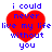 Red heart-shaped icon with blue text reading "i could never live my life without you" on white background.