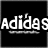 Black and white pixelated icon with 'AdidasRulz' text and partial 'ur world' text, featuring a small Adidas logo on a black background.