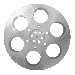 Six grayscale film reels arranged in two of three, each reel with seven circular holes and a central gear-like pattern