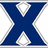 Blue X-shaped design with white diamond and triangle cutouts, bordered by gray lines on a light background.