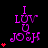 Purple text 'I LUV U JOSH' on black background with red heart symbols, animated to change number of hearts.