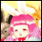 A pixelated anime-style character with pink hair and a red outfit appears next to text reading "Anime IM" on a black background, part of an animated contact sheet.