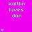 A bright pink background displays repeated text "kaitlin loves dan" in light blue pixelated font with small purple heart symbols scattered around.