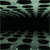 Blue vertical light streaks descend from a dark ceiling with a pattern, reflecting on a matching floor below