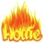 A pixelated static image shows the word "HOLLY" in bold yellow letters with orange and red flame-like effects above it against a white background.