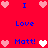 Red background with blue text and pink/white heart icons arranged in a pattern, displaying 'I Love Matt!' phrases