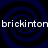 Blue and black spiral background with repeated white text 'brickinton' across top and bottom.