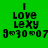 Green background with black text reading "I LOVE LEXY 9:30 AM 07" in four identical , one has a yellow glow effect