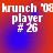A static digital image displays text on a red and blue gradient background with pixelated artifacts.