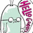 Pixelated cartoon character with light blue body and glasses, holding a pink 'HELLO' sign, surrounded by pink text fragments on black background.
