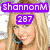 Pixelated image of a blonde woman with multiple text overlays in different colors and positions across four