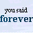 Animated text sequence showing repeated phrases 'you said', 'forever', and 'that you would never let me go' in black and blue pixelated font on light background.
