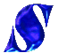 Animated blue abstract shape with flowing curves and sharp points on gray background, shifting between three distinct poses.